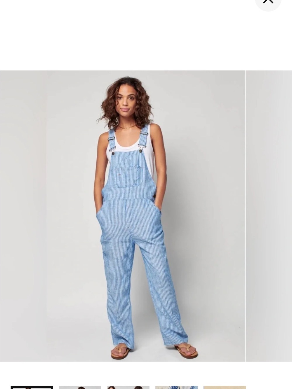 Faherty linen mechanic overall in Classic rail road stripes size small